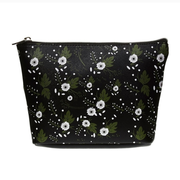 Dabney Lee Black Floral Double Sided Zip Top Cosmetic Makeup Anything Bag. - Picture 1 of 15